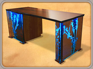 Custom Wood Desks with LED lights